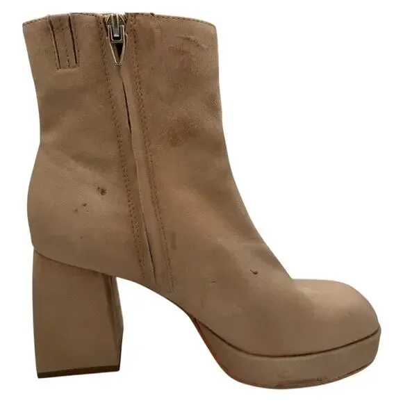 NEW with IMPERFECTIONS Dolce Vita Block Heel Boot Size 8 Tan Suede - Picture 5 of 10